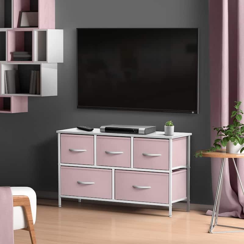 Dresser w/ 5 Drawers Furniture Storage Chest for Home, Bedroom