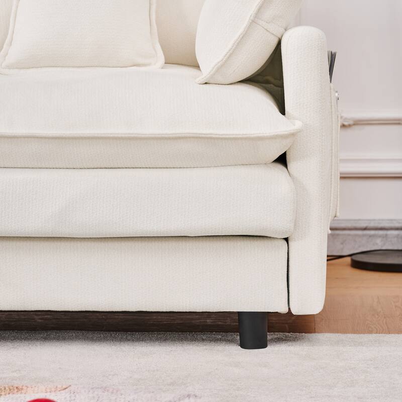 L-Shaped Modular Sectional Sofa with Movable Storage Ottoman, Comfy Cashmere Deep Seat Cloud Couch, Lounge Sofa with Pillows