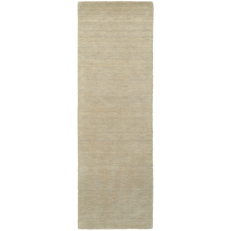 Style Haven Heathered Solid Hand-crafted Plush Wool Area Rug - 2'6" x 8' Runner - Cream - Runner/Rectangle