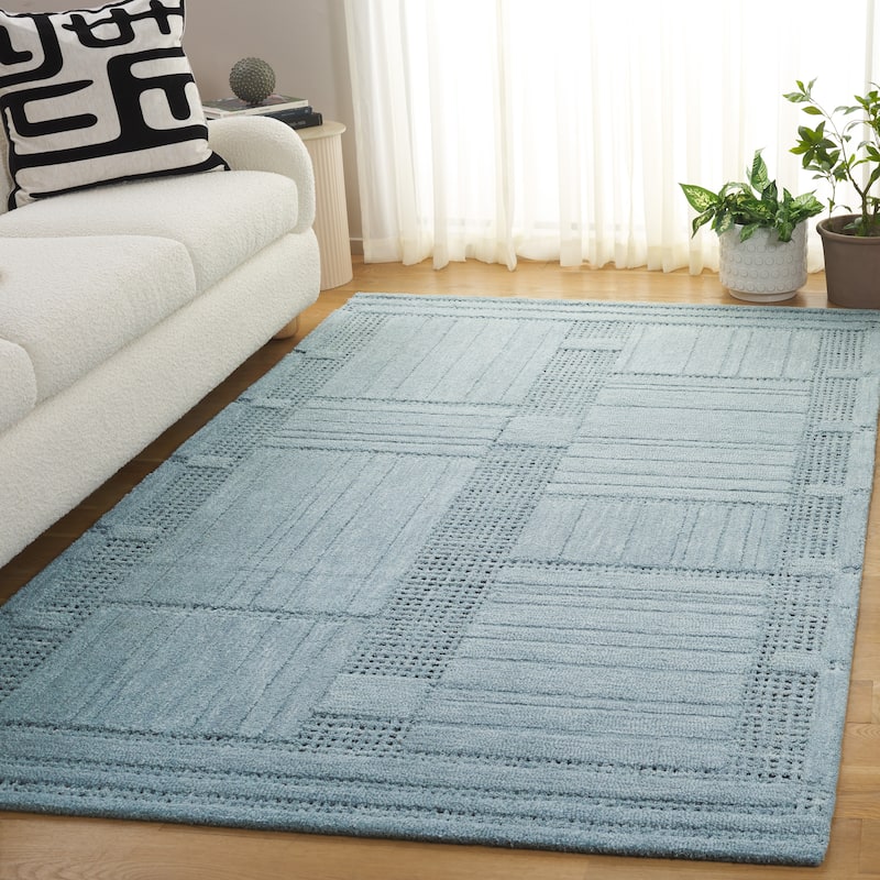 SAFAVIEH Handmade Harvest Rasa Wool Rug - Denim Blue - 6' Square