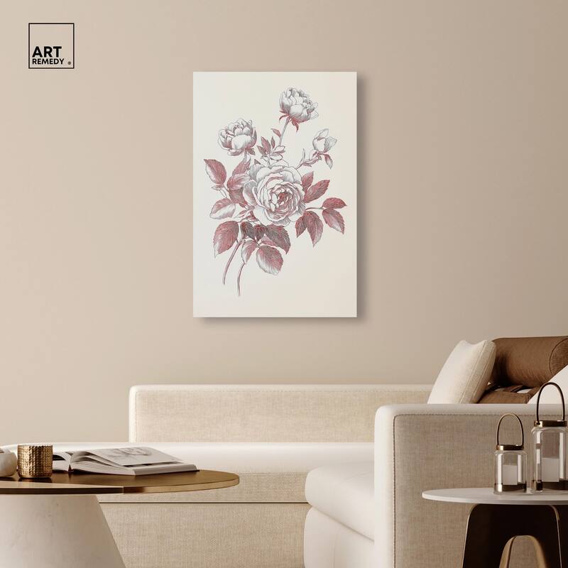 Breezy Red Pencil Blooms II Canvas by Art Remedy, Gallery Wrapped