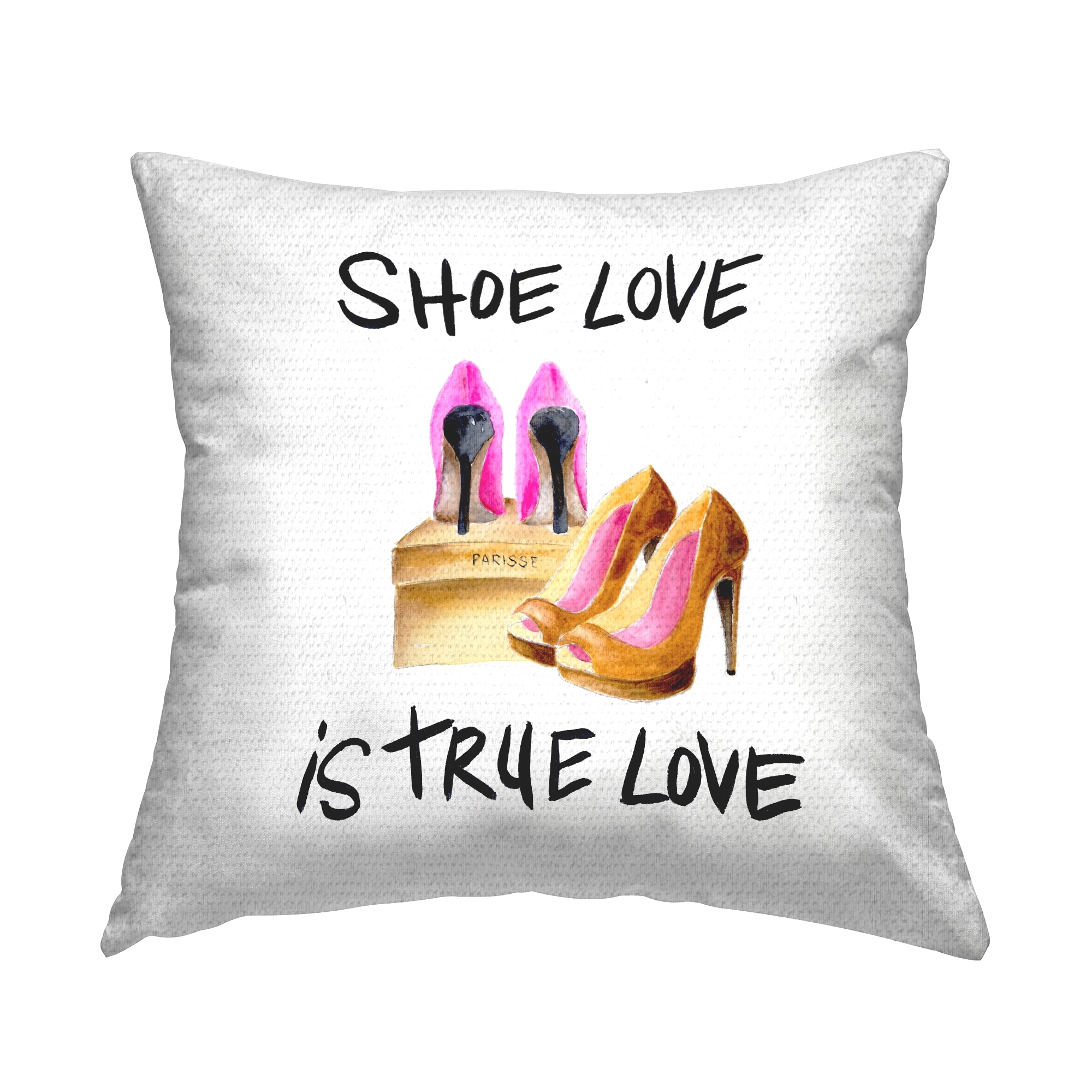 Stupell Shoes True Love Glam Fashion Heels Phrase Printed Outdoor Throw Pillow Design by Regina Moore
