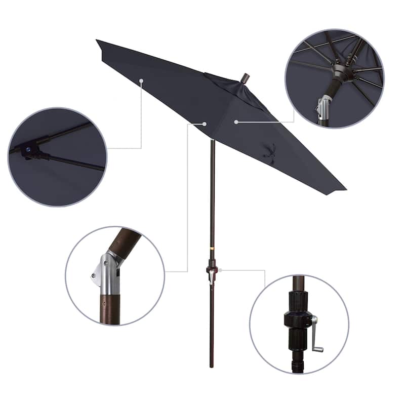 California Umbrella 7.5' Sun Master Patio Umbrella Bronze Aluminum Pole Fiberglass Ribs Crank Lift Tilt Sunbrella Cilantro