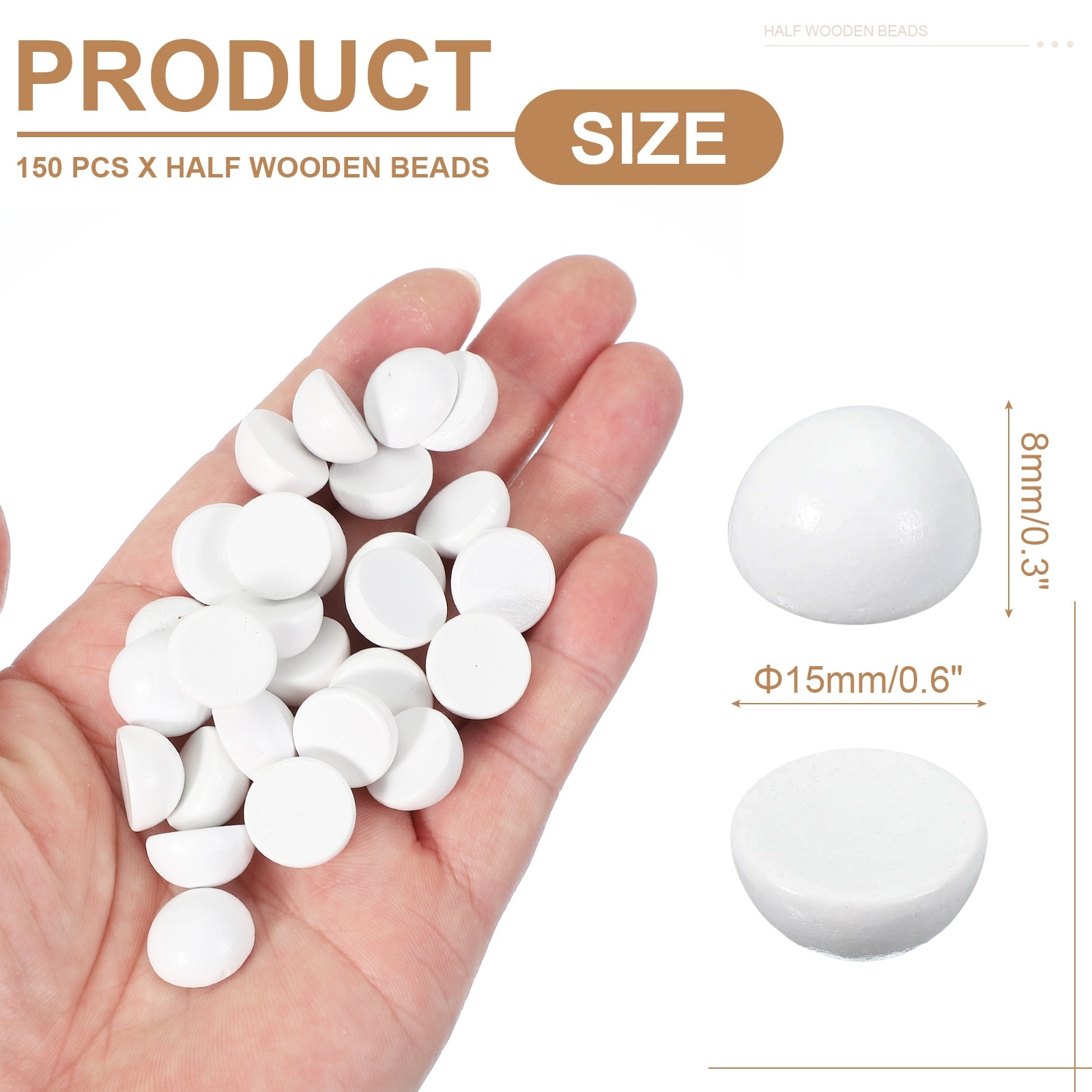 Half Wooden Beads, Unfinished Natural Split Wood Balls, Wooden Half Sphere for Paint DIY Crafts Art Projects Party Decoration