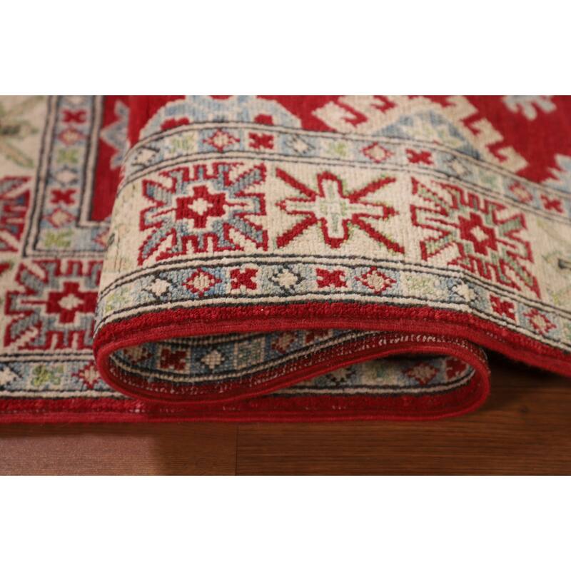 Kazak Accent Rug Hand-Knotted Traditional Oriental Wool Carpet - 3'6"x 4'11"