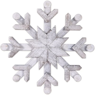 White Wood Snowflake 18"