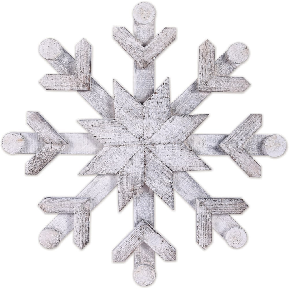 White Wood Snowflake 18"