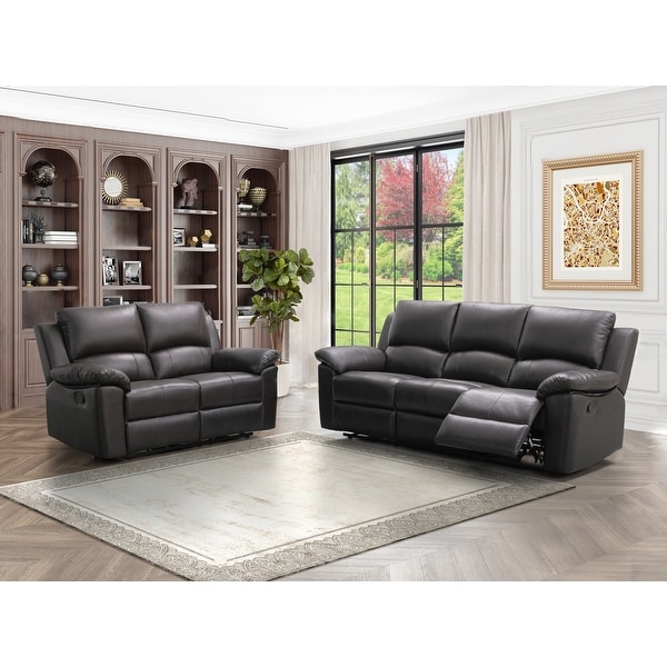 Abbyson Braylen 3-piece Top Grain Leather Reclining Living Room Set ...