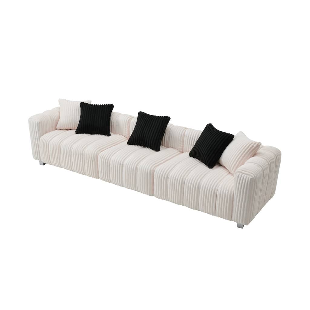 Corduroy Three-Seater Sofa - Sturdy Wooden Frame, Comfortable & Durable