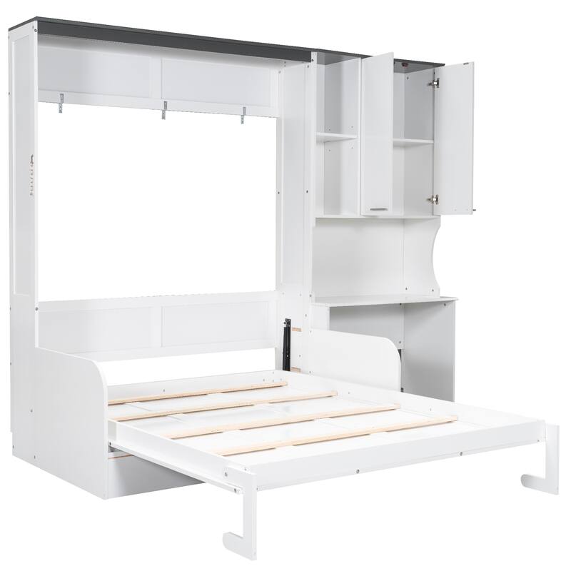 Murphy Bed Wall Unit with Sofa, Storage Cabinet & Desk by Harper&Bright Designs