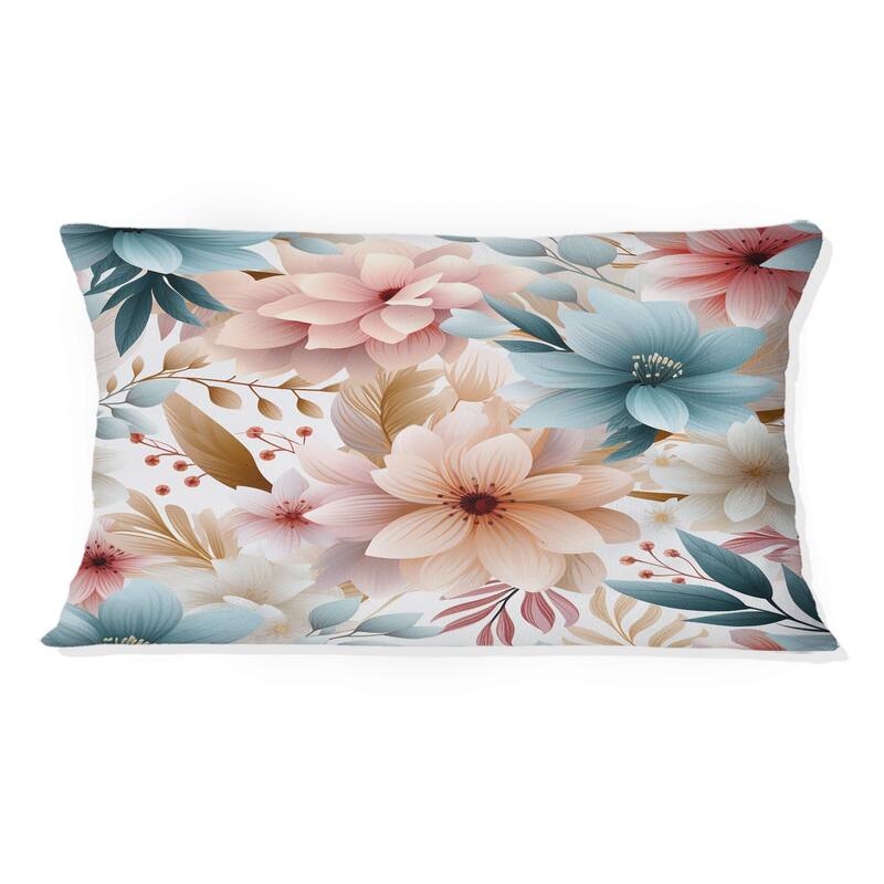 Designart "Pastel Bohemian Flowers Pattern" Floral Printed Throw Pillow