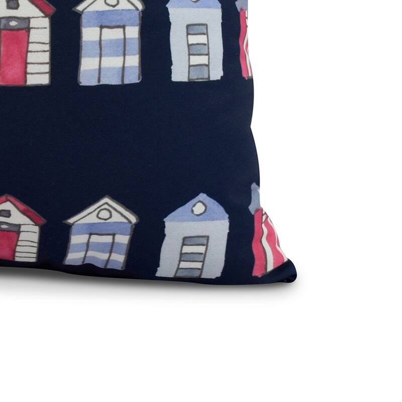 16 x 16 Inch Multi Beach Hut Stripe Print Outdoor Pillow