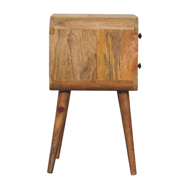 Artisan Furniture Solid Wood Mini Oak-ish Curved Nightstand