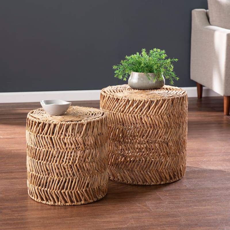 SEI Furniture Davie Natural Woven Fiber Nesting Tables (Set of 2)