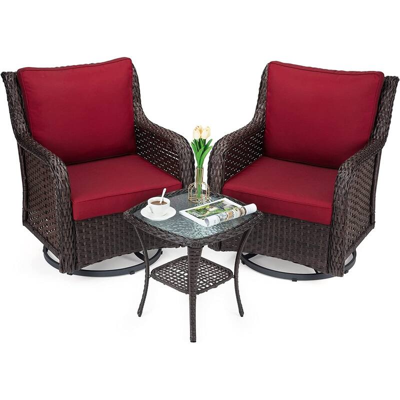 Outdoor Rotatable Seating Group with Cushions Patio Wicker Sections