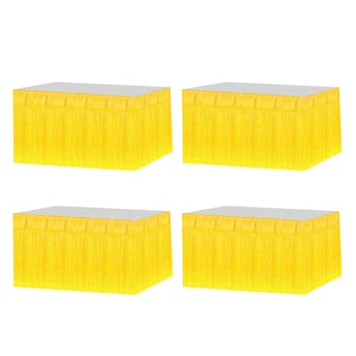 4 Pack 29x108 Inch Yellow Metallic Foil Fringe Tinsel Table Skirts