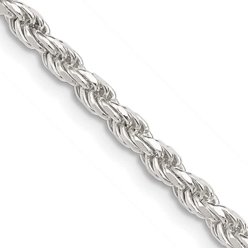 Curata 925 Sterling Silver 3mm Diamond Cut Rope Chain Necklace for men