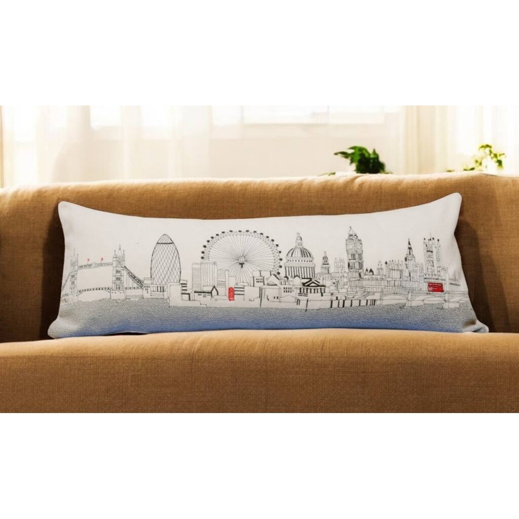 HomeRoots 35" White London Daylight Skyline Lumbar Decorative Pillow