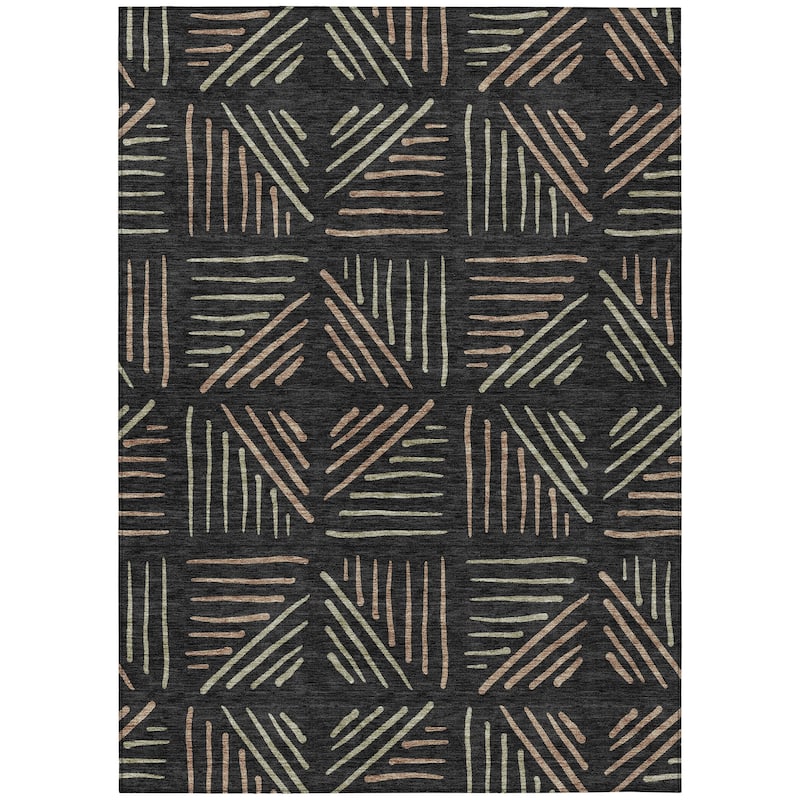 Machine Washable Indoor/ Outdoor Geo Dia Chantille Rug