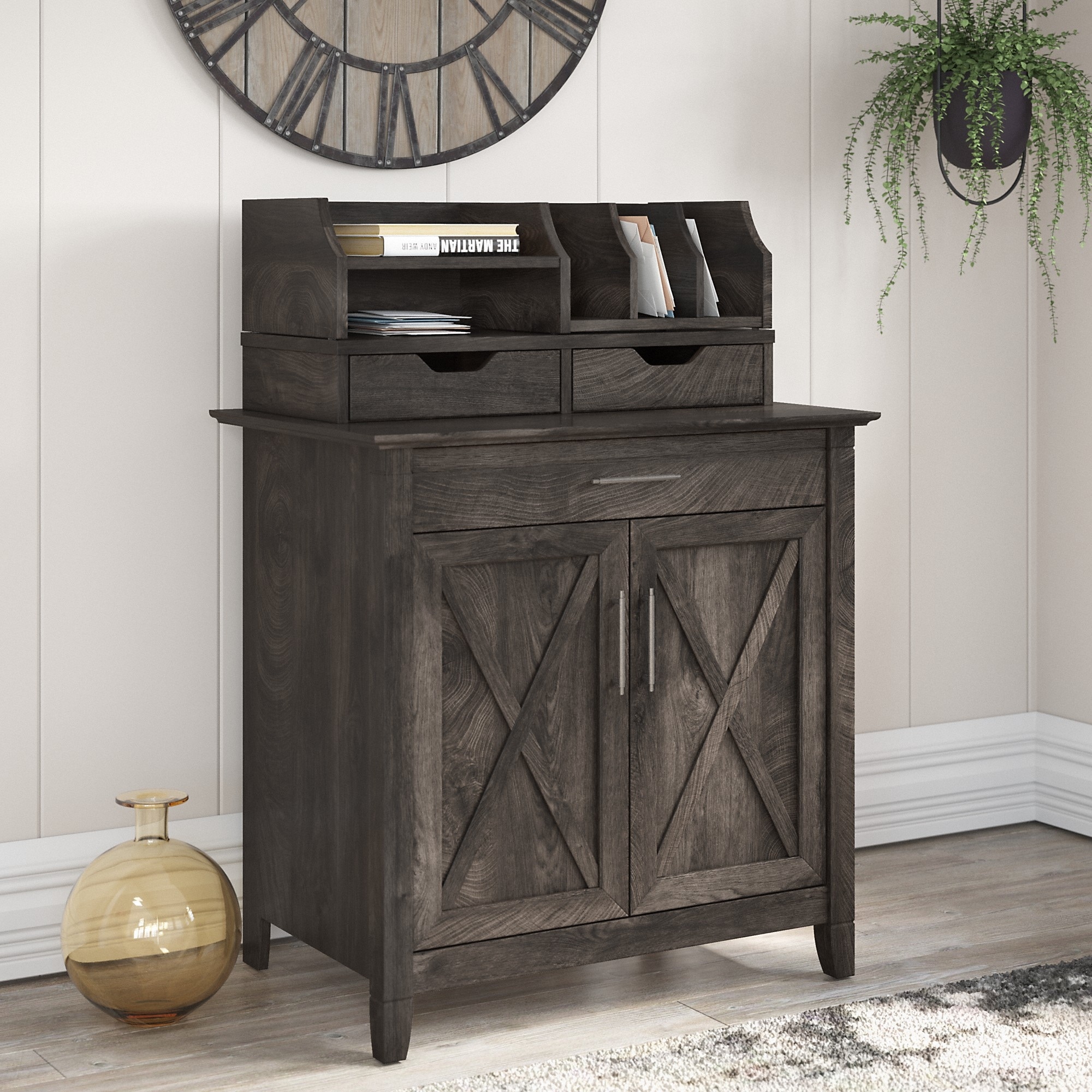 Key West Secretary Desk with Storage Cabinet by Bush Furniture