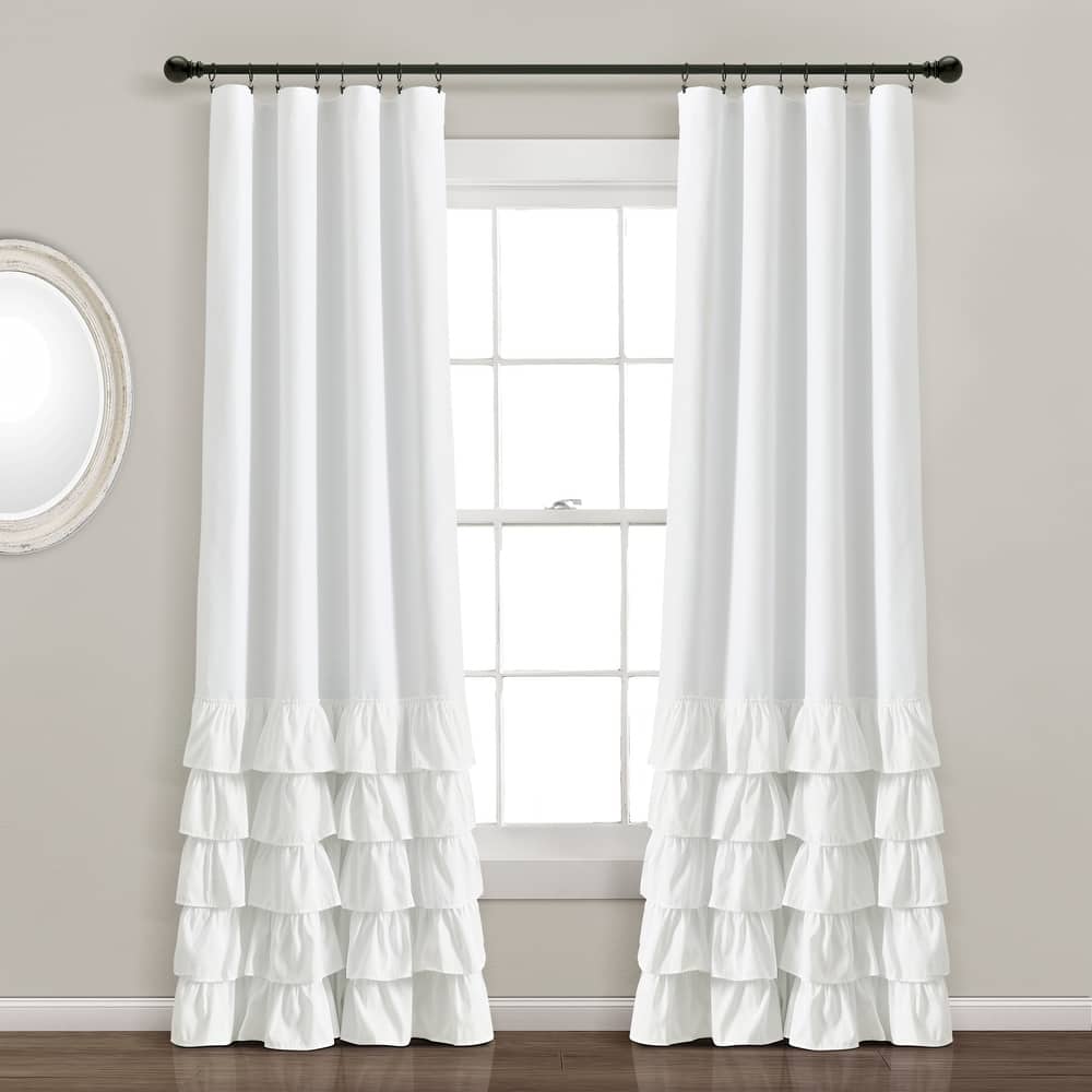 Lush Decor Allison Ruffle 100% Lined Blackout Window Curtain Panel