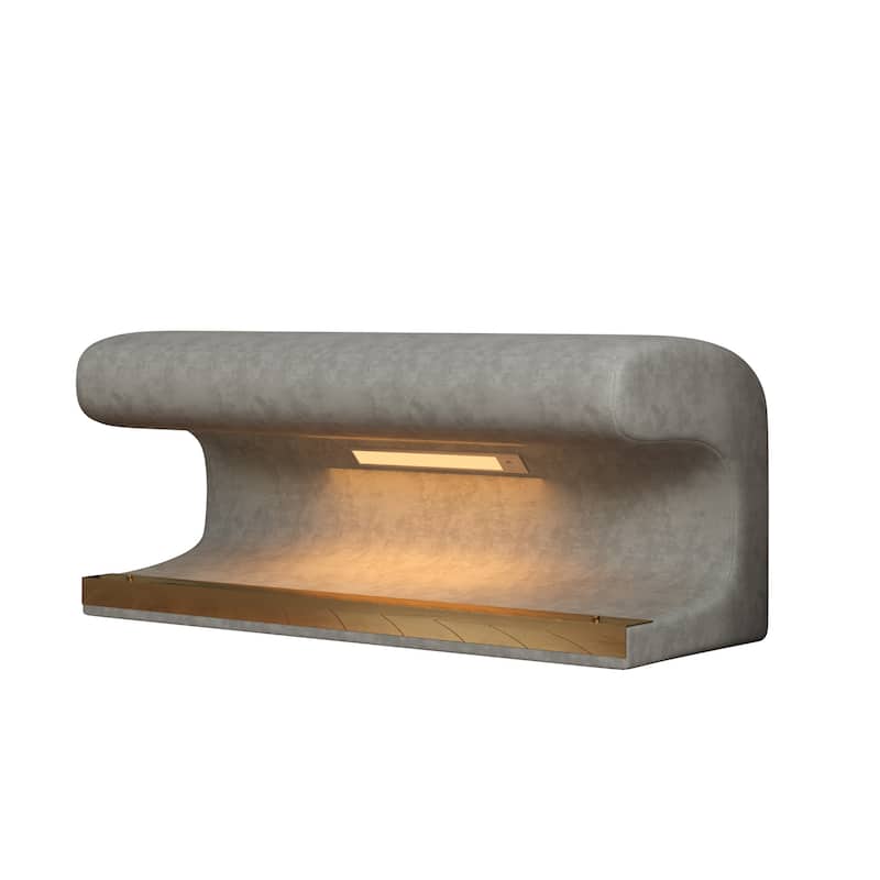 Entryway Bench Leather Upholstered Ottoman with LED sensor light for living room ,bedroom,end of bed - Gray