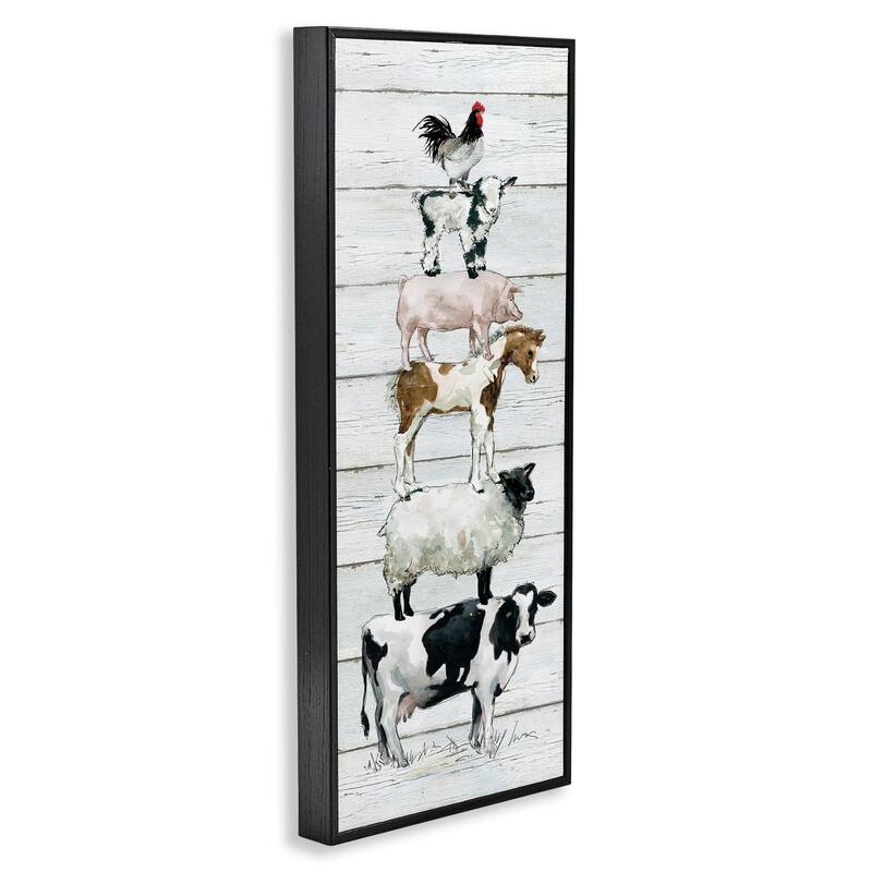 Stupell Country Farm Animal Stack Cow Sheep Pig Rooster Framed Wall Art - Multi-Color