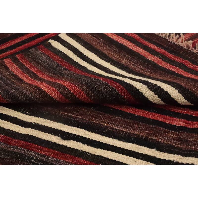 Hand Woven Oriental 100% Wool Carpet Southwestern Geometric Red Kilim Area Rug - 11' 5'' X 5' 1''