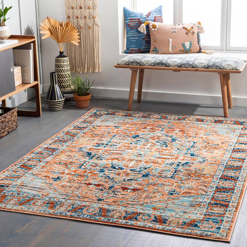 Artistic Weavers Ohsan Floral Medallion Area Rug - 6' 7" x 9' - Orange/Blue