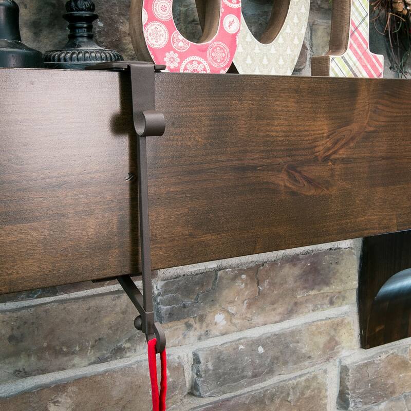 Garland and christmas stocking holder for mantle (2-Pack) (Brown)