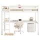 preview thumbnail 7 of 8, White Twin Size Wood Loft Wood Bed with Under-bed, Built-in Desk, a Storage Cabinet of 2 Drawers, Guardrails and Ladder