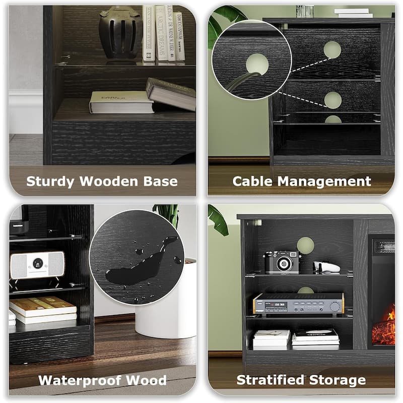 Bossin 58" Fireplace TV Stand with 18'' Electric Fireplace,Modern Entertainment Center for 65'' TVs,TV Cabinet