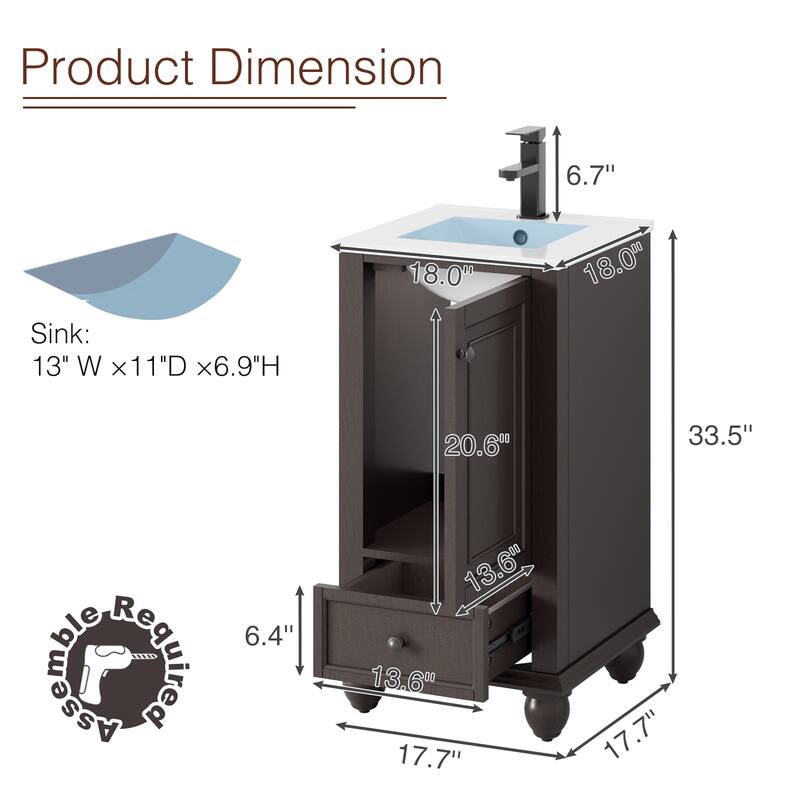 Bathroom Vanity with Sink Combo Set, Free Standing Bathroom Storage Cabinet