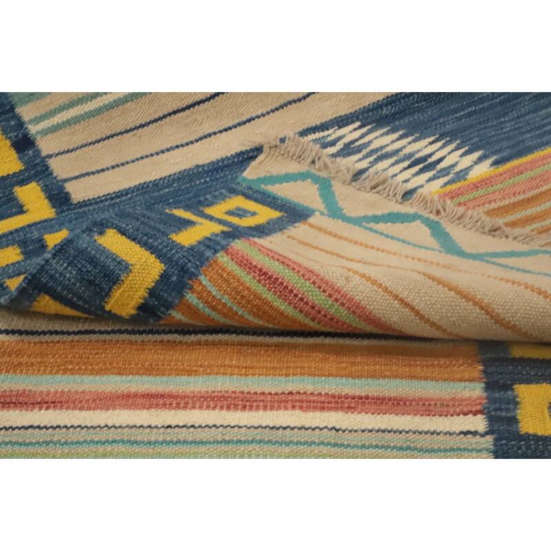 Hand Woven Oriental 100% Wool Carpet Southwestern Tribal Multi-Colored Kilim Runner Rug - 6' 0'' X 2' 2''