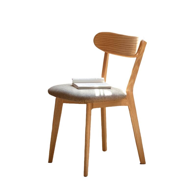 Solid Oak Dining Chairs with Upholstered Seats, Ergonomic, Set of 2/4