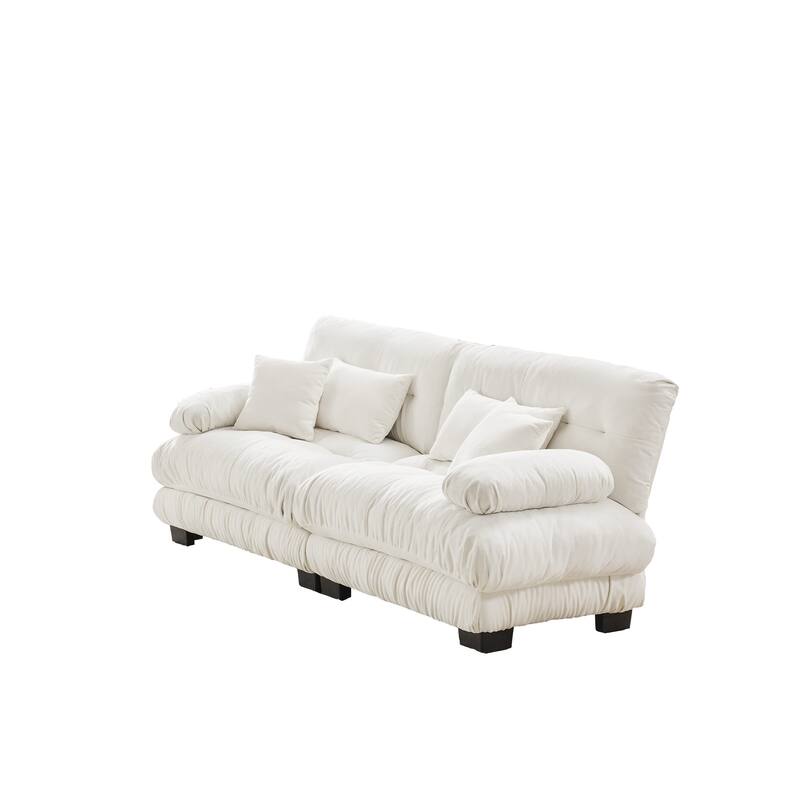 Oversized Modular Sectional Sofa, Chenille Deep Seat 2-Seater Sofa, Upholstered Cloud Couch with Lumbar Pillows & Throw Pillows