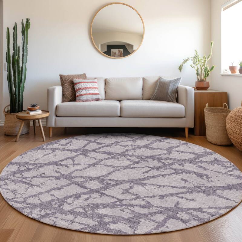 Premium Washable Super Soft Modern Crackle Mayfield Rug - Lavender - 8' x 8'