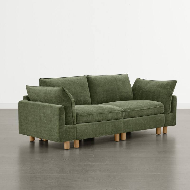 Spruce & Spring Modular Cloud Couch Sofa with Wood Legs for Living Room