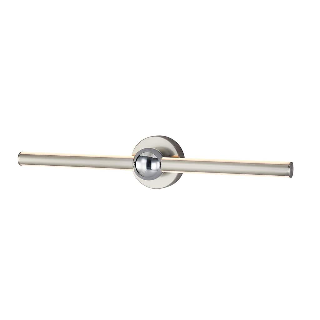 Justice Design Group Arzy 28" LED Linear Wall/Bath Sconce - Brushed Nickel w/ Chrome Accents Finish