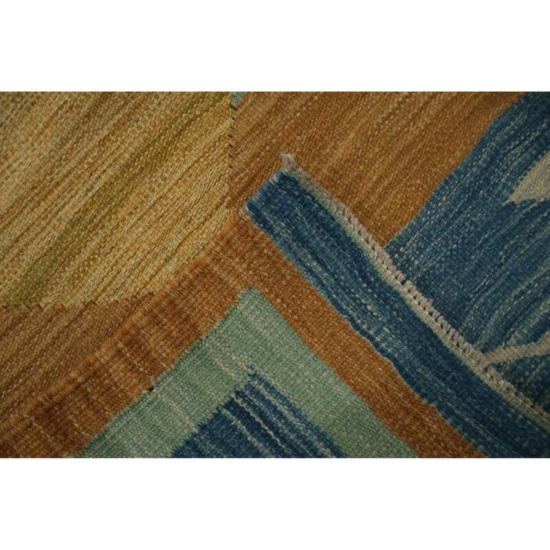 Hand Woven Oriental 100% Wool Carpet Southwestern Tribal Green Kilim Area Rug - 10' 4'' X 10' 0''