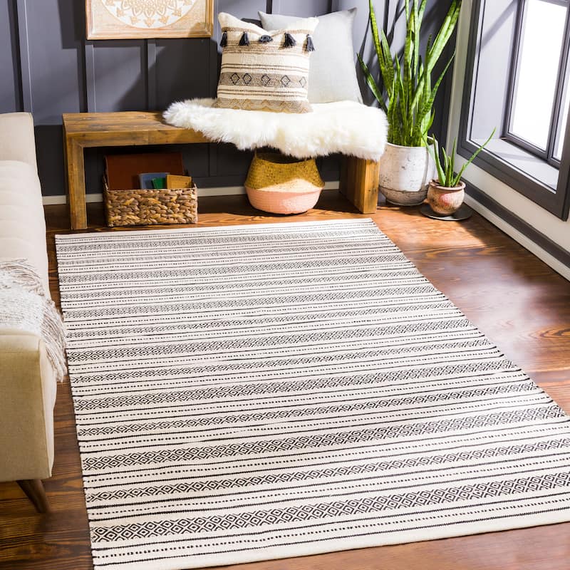 Artistic Weavers Iosif Handmade Nordic Stripe Area Rug - 8' x 10' - Beige/Black