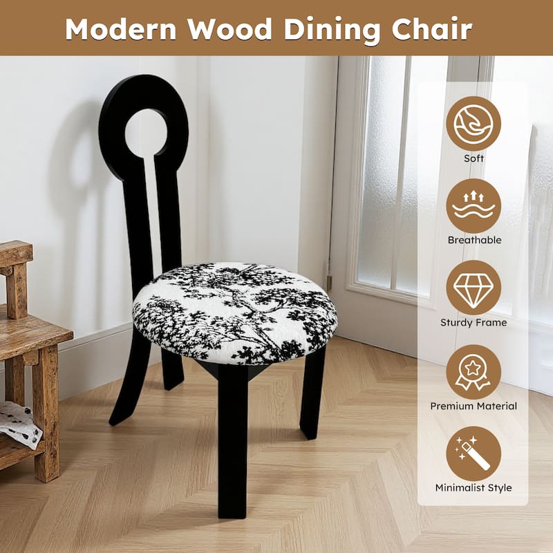 Dining Chairs Set of 2, Key-Design Home Chairs, Velvet Upholstered Solid Wooden Dining Chairs with Round Cushion