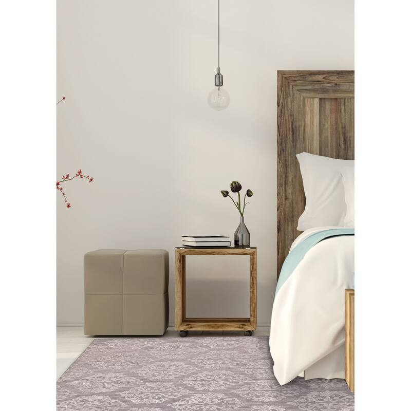 ECARPETGALLERY Hand Loomed Elysian Dark Grey Viscose, Wool Rug - 4'11 x 7'9