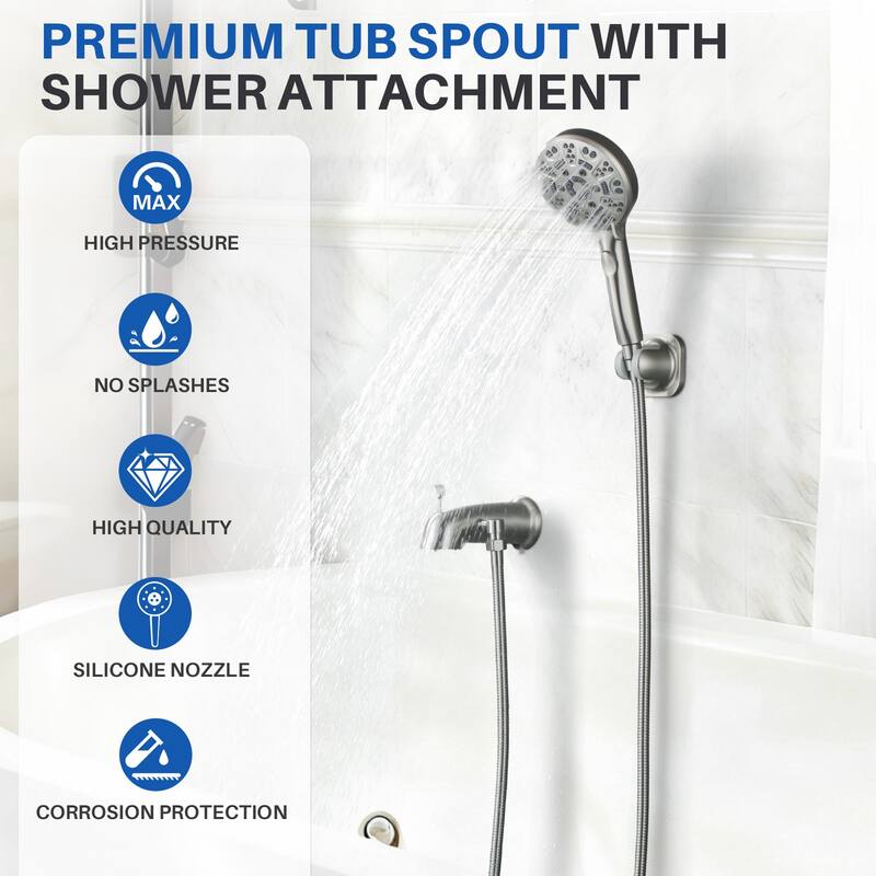 WOWOW Integrated Diverter Bathtub Spout with Handshower