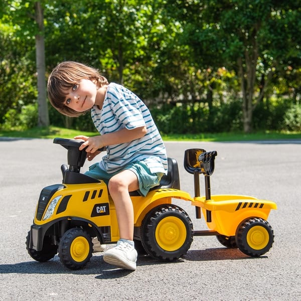slide 2 of 9, Kids Ride on Tractor Licensed Caterpillar with Detachable Trailer No Power - 36.5" x 11.5" x 17.5" (L x W x H) Yellow-Black