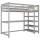 preview thumbnail 14 of 82, Space-Saving Loft Bed with Storage Shelves and Desk, Solid Wood Loft Bed Frame with Ladder and Guardrail for Kids Teens Adults