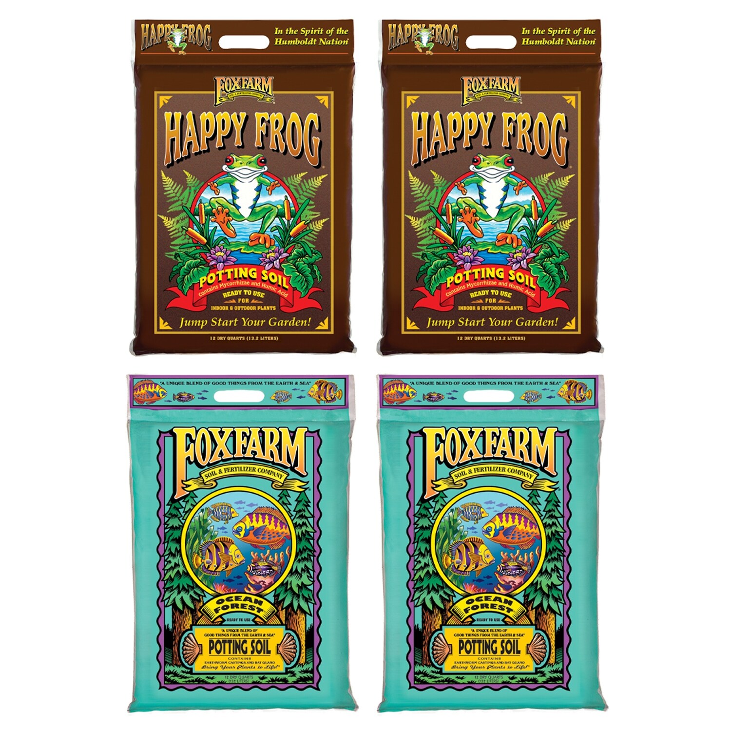 8 Pack Foxfarm pH Adjusted Happy Frog Potting Soil Mix 2 Cubic Feet Bag 