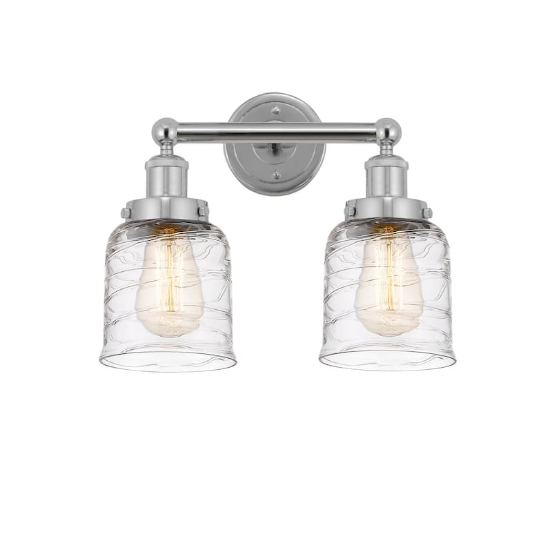 Innovations Lighting 616-2W-10-16 Bell Vanity Bell 2 Light 16" Wide - Polished Chrome / Clear Deco Swirl