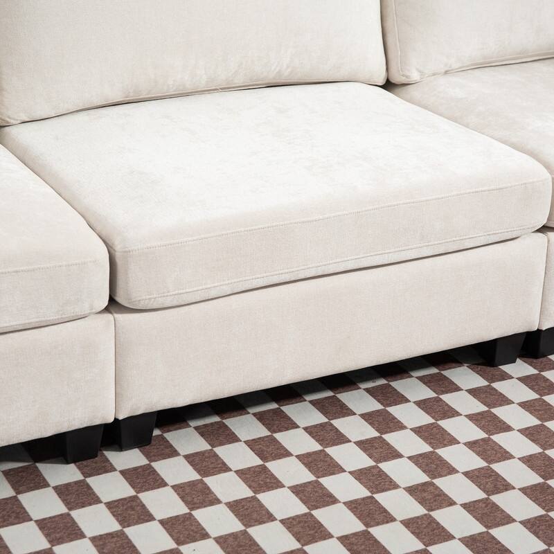 111.42" Chenille Upholstered Three Seater Sofa
