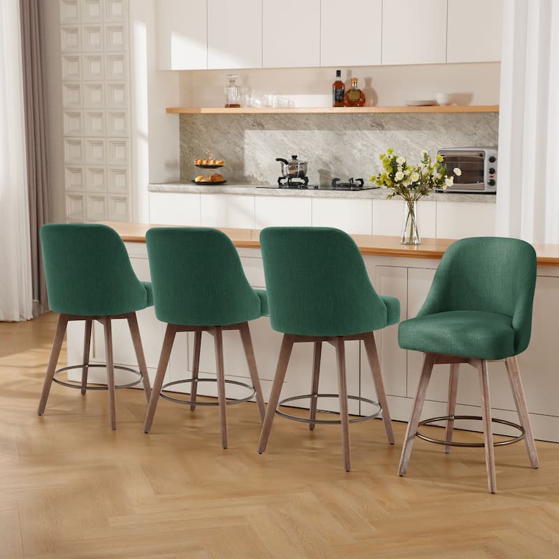 26" Counter Height Swivel Bar Stool, Upholstered Counter Stools - 39.37" (H) x 22.44" (D) x 21.65" (W)